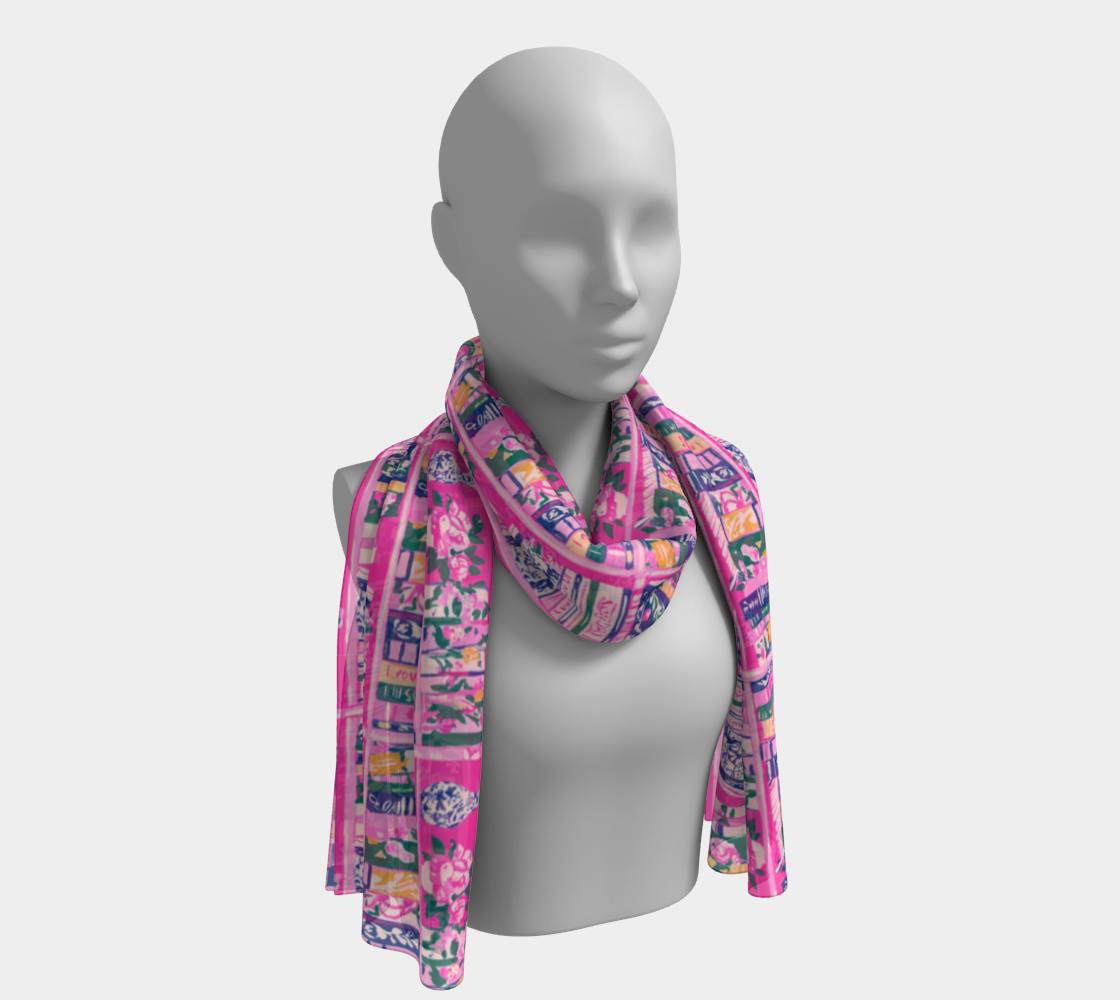 Pink Bookshelf Long Scarf