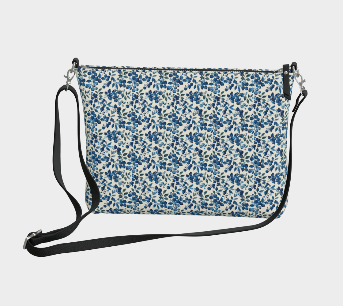 Blueberries Vegan Leather Crossbody Purse