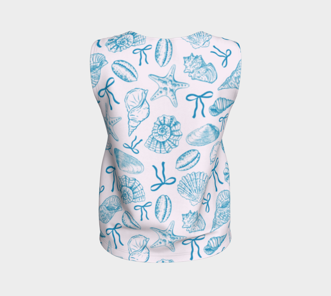 Blue Croquette with Shells Loose Tank Top
