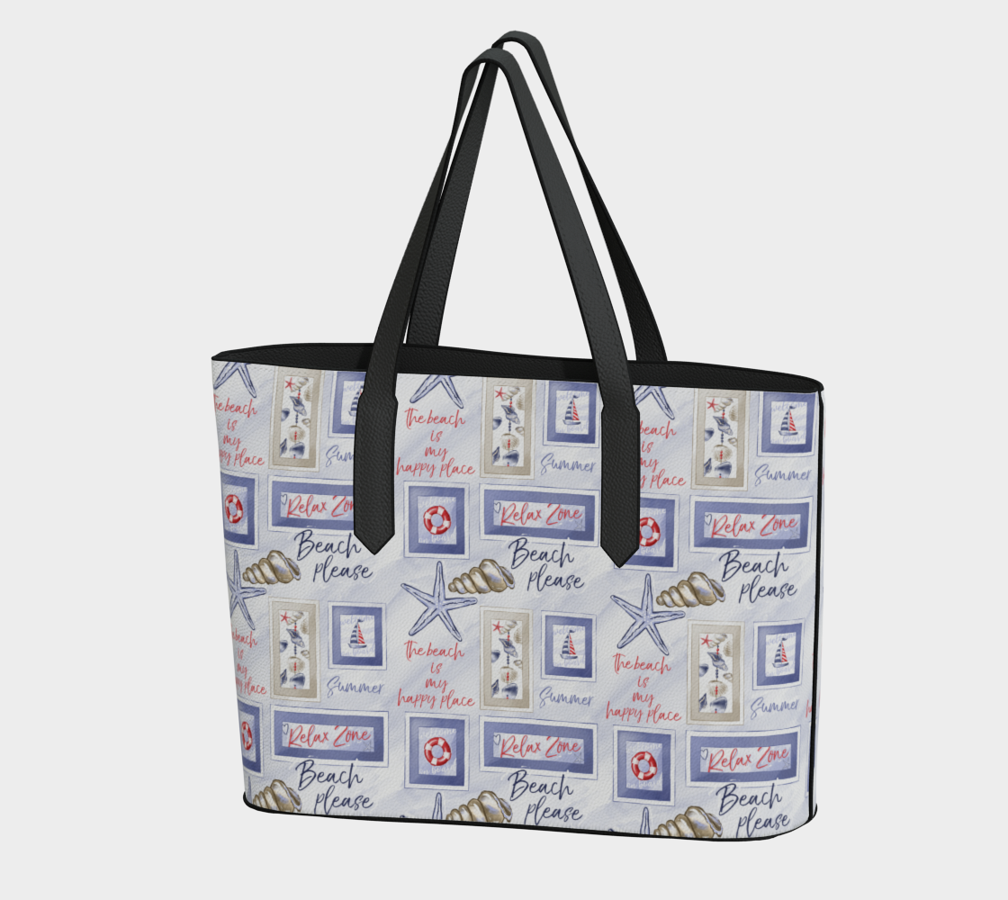 Beach Signs Vegan Leather Tote Bag