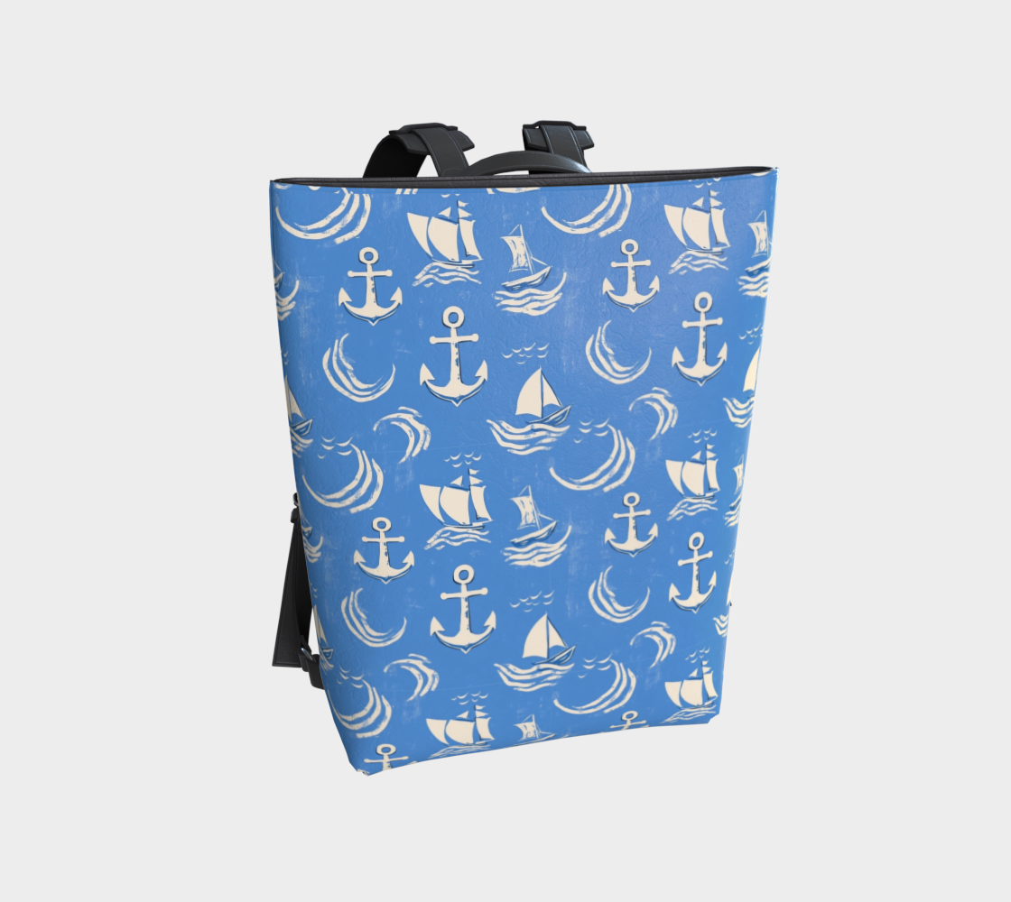 Blue Water with Cream Nautical Elements Backpack