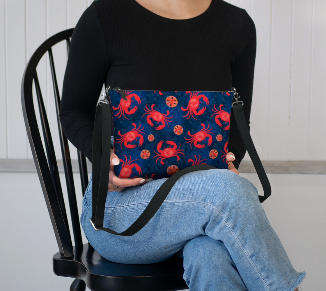 Crab and Sand Dollar Vegan Leather Crossbody Purse