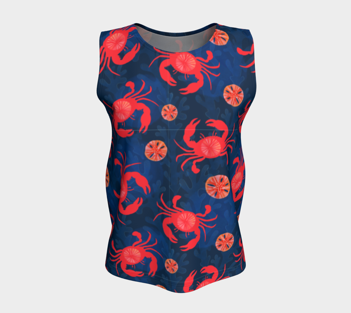 Crab and Sand Dollar Loose Tank Top