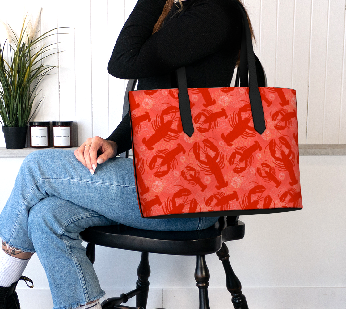 Red Lobster Vegan Leather Tote Bag 477