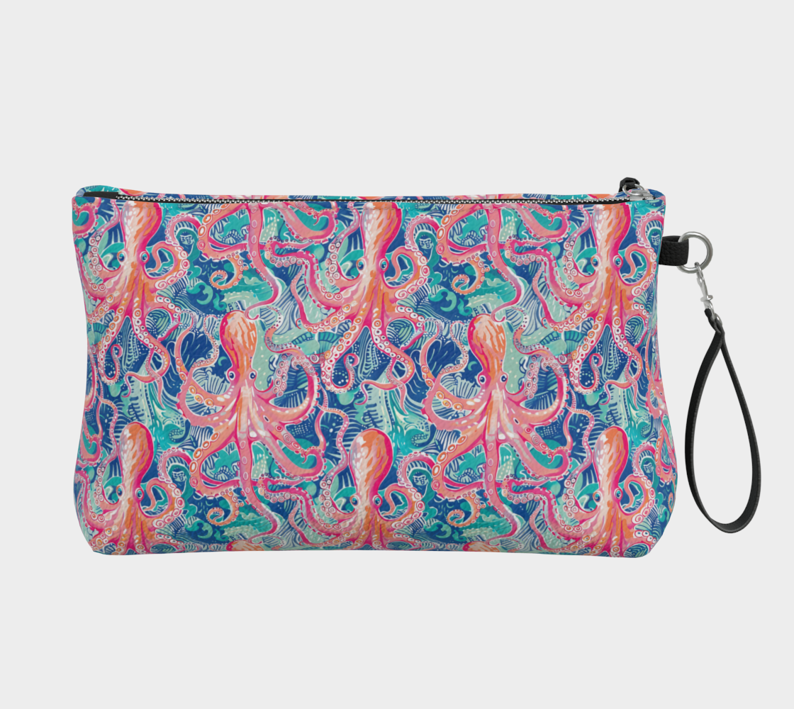 octopus vegan leather makeup bag