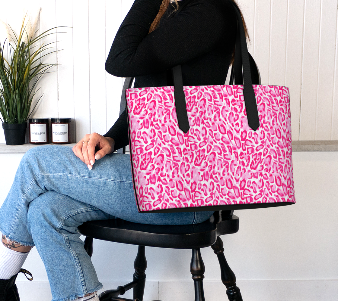 Pink Cheetah Vegan Leather Tote