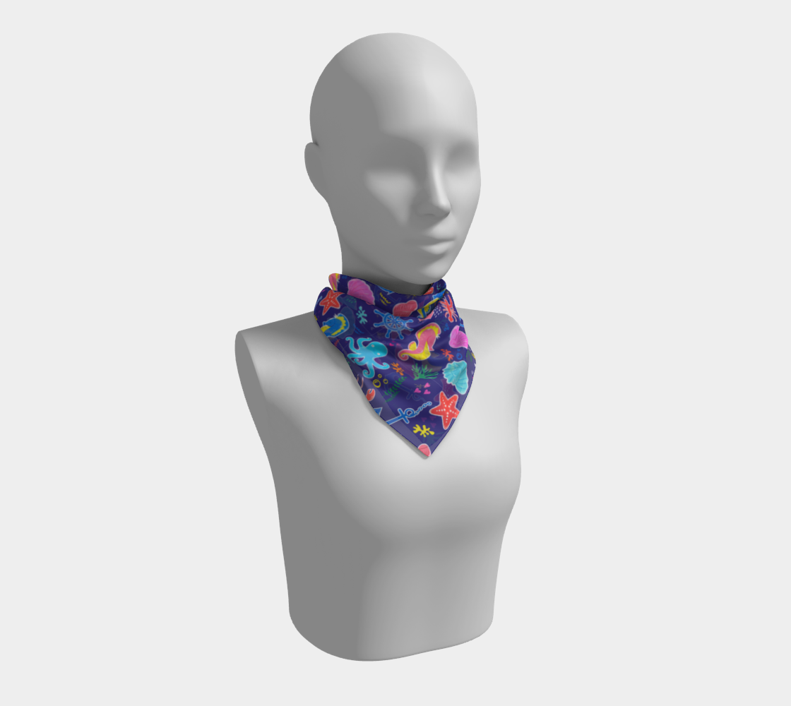 Royal Blue Under the Sea Square Scarf 171