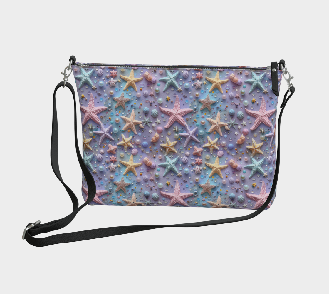 Lilac Starfish Vegan Leather Crossbody Purse