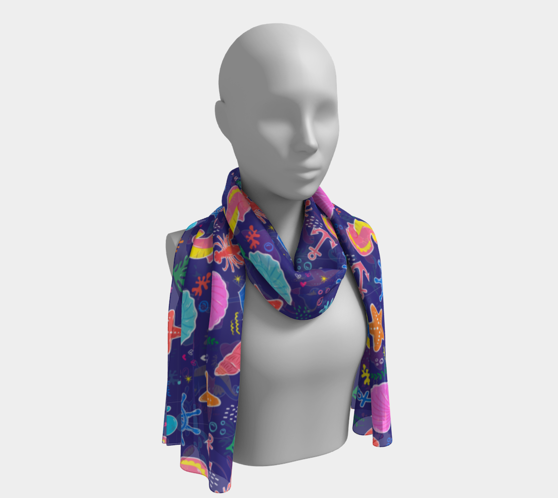 Royal Blue Under the Sea Long Scarf 247