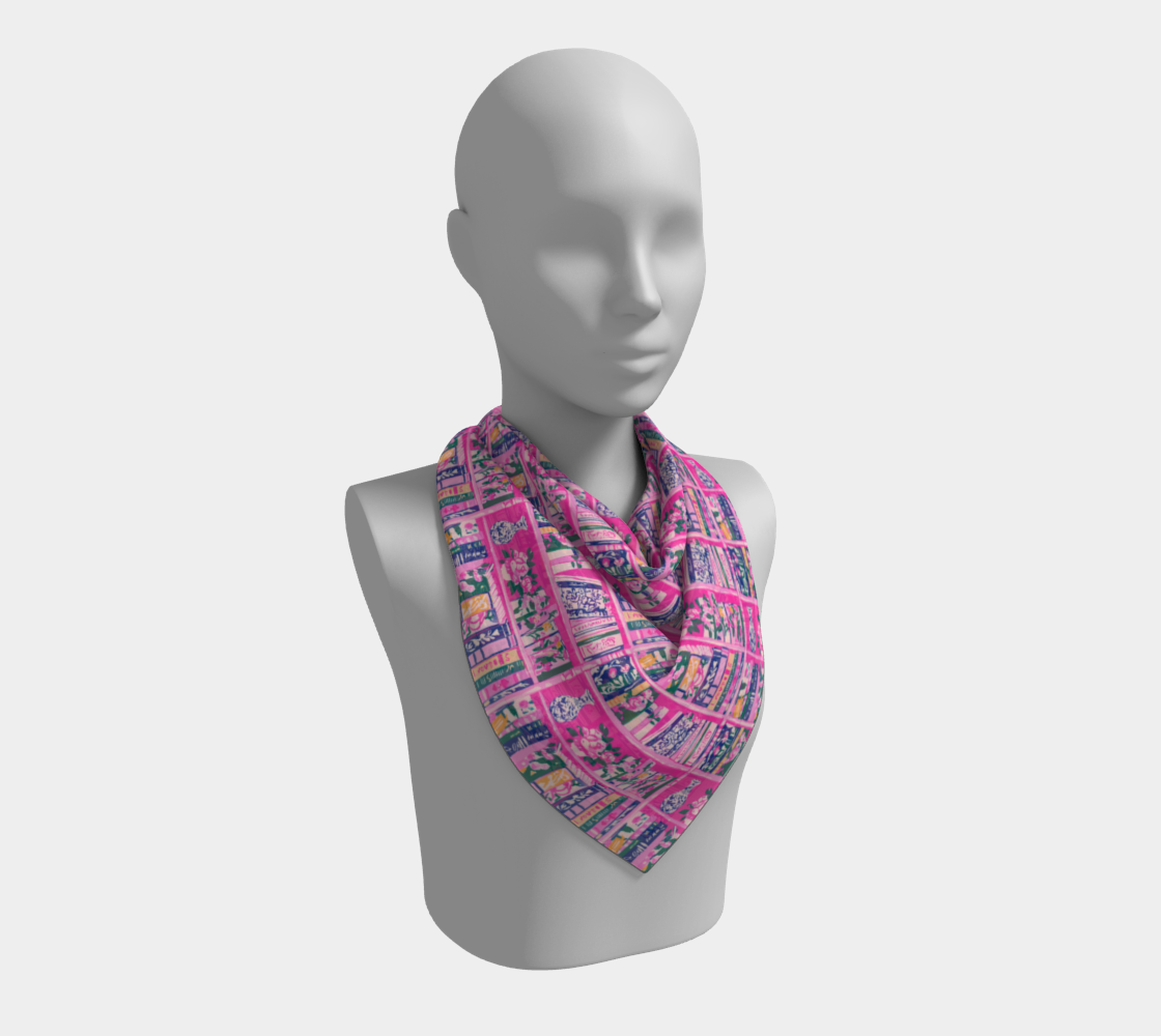 Pink Bookshelf Square Scarf