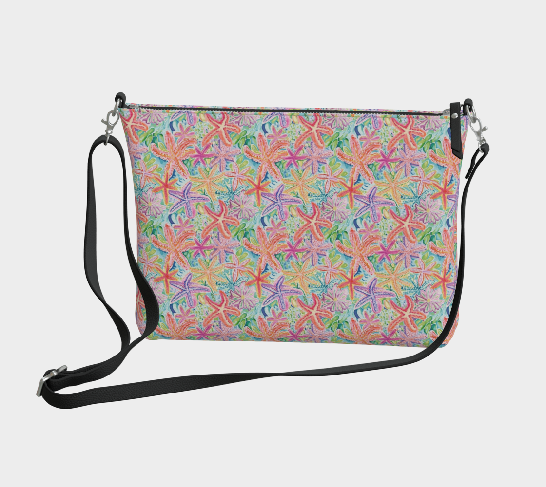 Multi Colored Starfish Vegan Leather Crossbody Purse