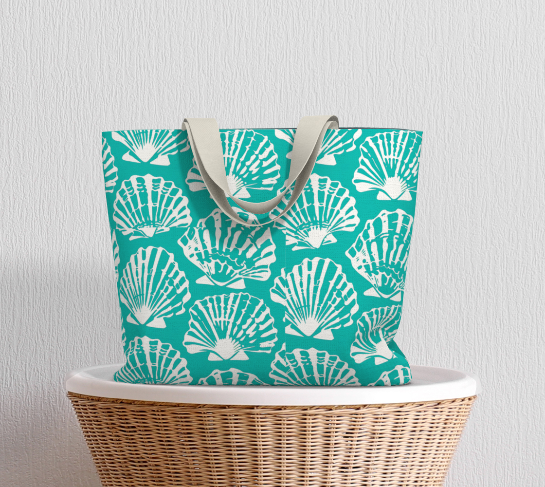 Teal Shell Large Tote Bag