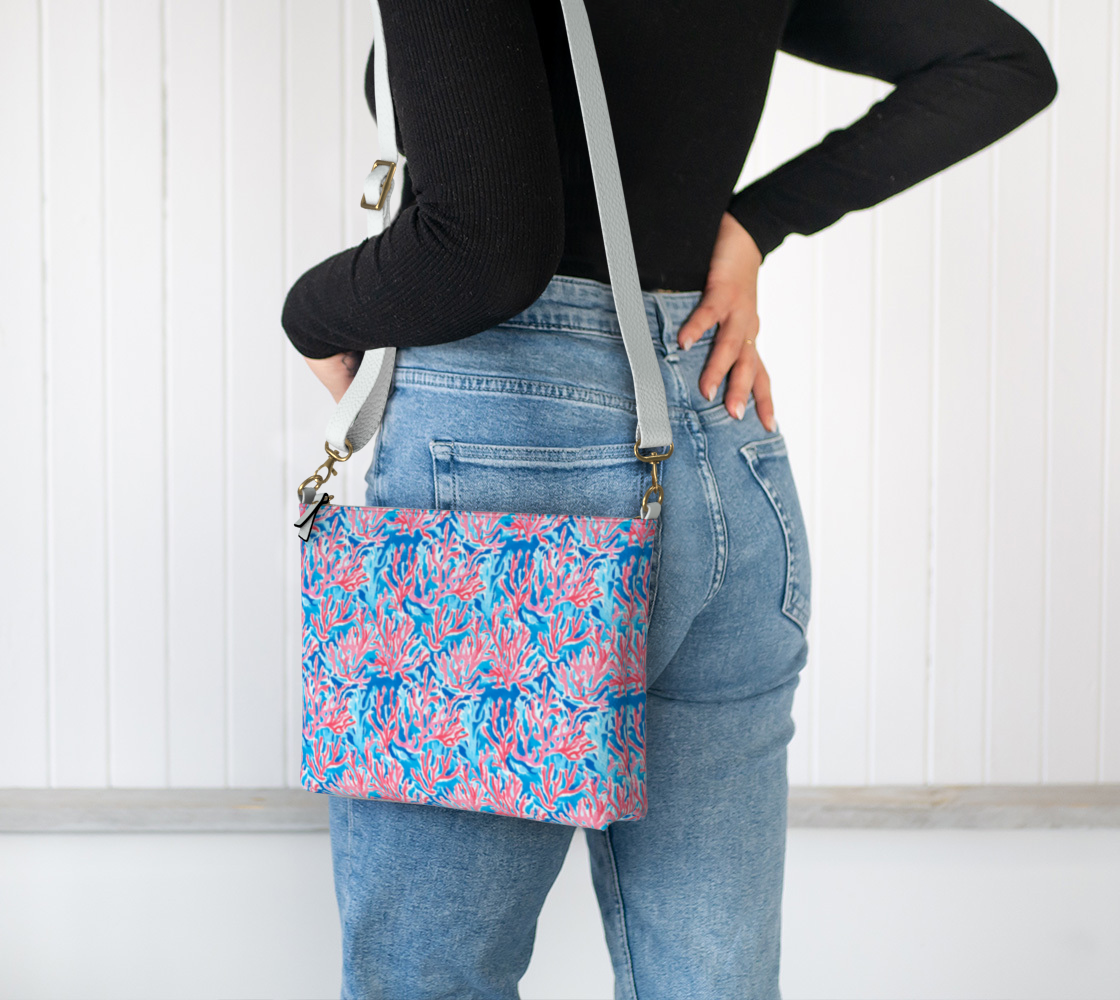 Sea Coral Vegan Leather Crossbody Purse