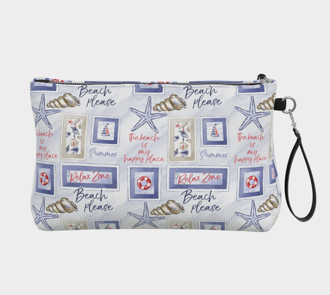 Beach Signs Vegan Leather Clutch Purse