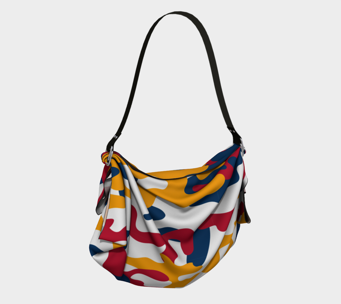 Blk back Red, Yellow, Green Camo Origami Tote