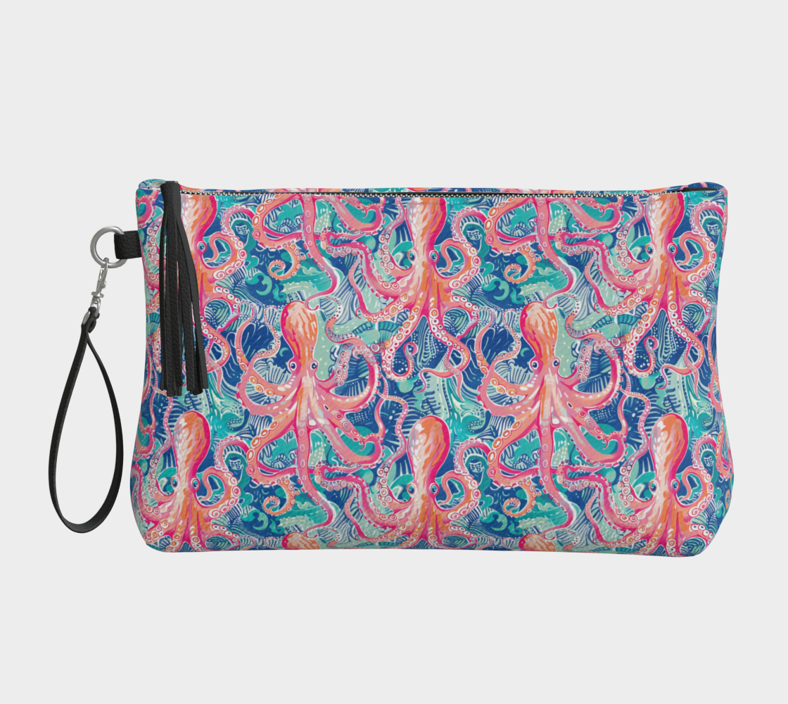 octopus vegan leather makeup bag