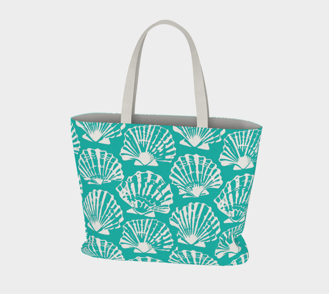 Teal Shell Large Tote Bag