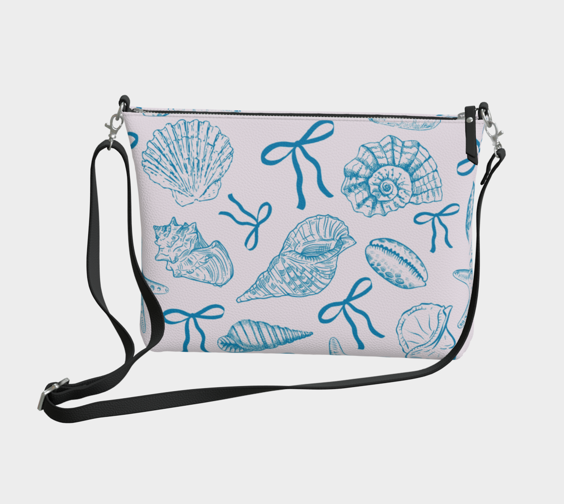 Summer Coquette Bow and Shells Vegan Leather Makeup Bag 343