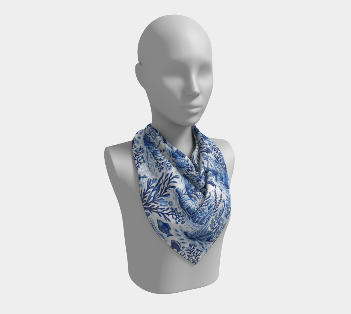 Blue Toile Square Scarf