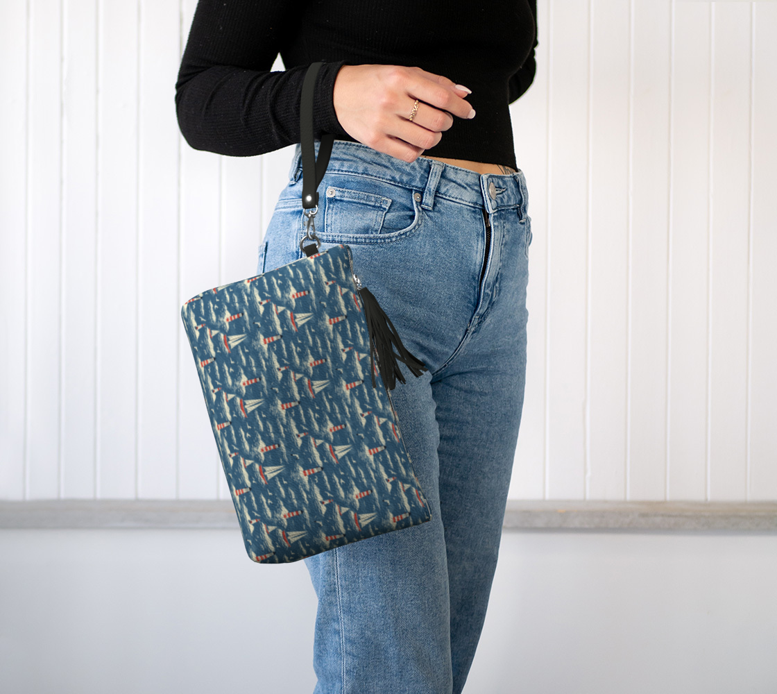 Blue, White, Red Crossbody Makeup Bag