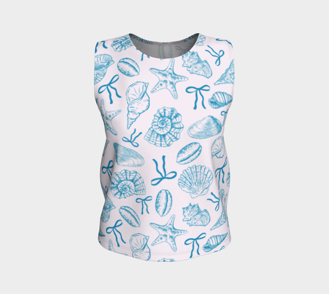 Blue Croquette with Shells Loose Tank Top
