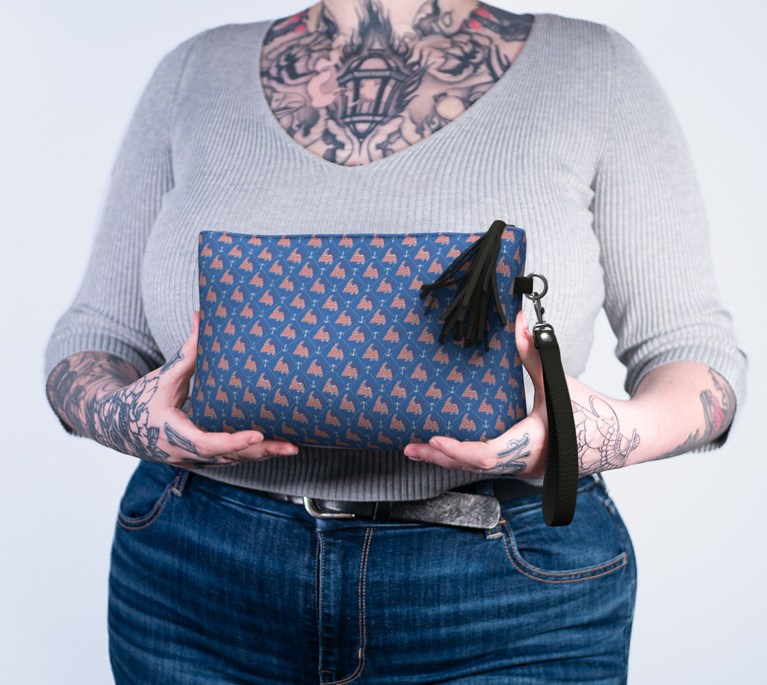 805 Blue NL and Anchor Clutch Purse