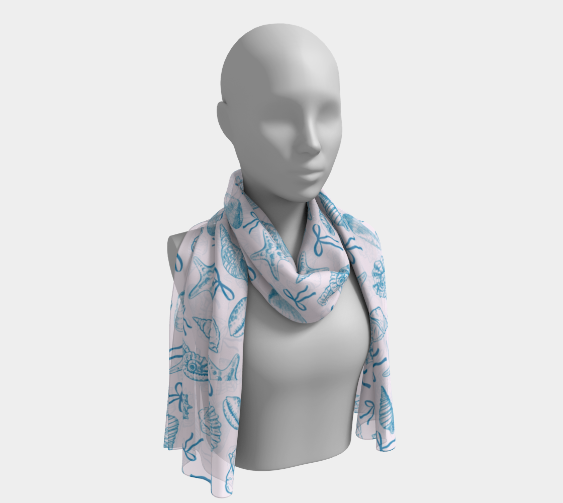 Summer Coquette Bow and Shells Long Scarf