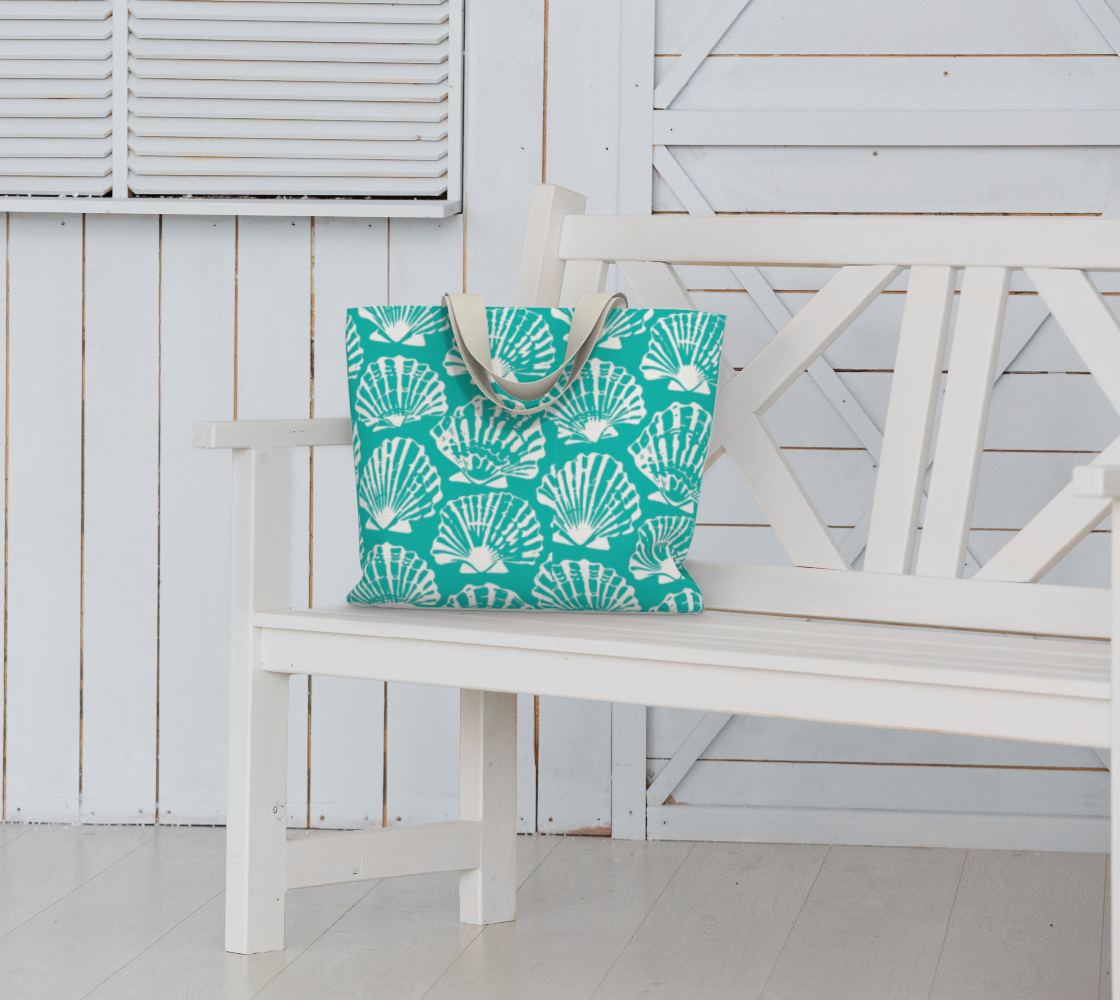 Teal Shell Large Tote Bag