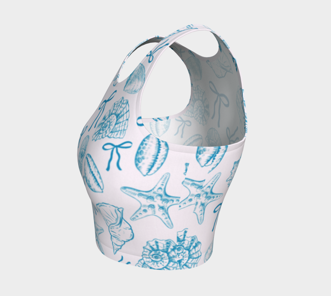 Blue Croquette with Shells Athletic Crop Top
