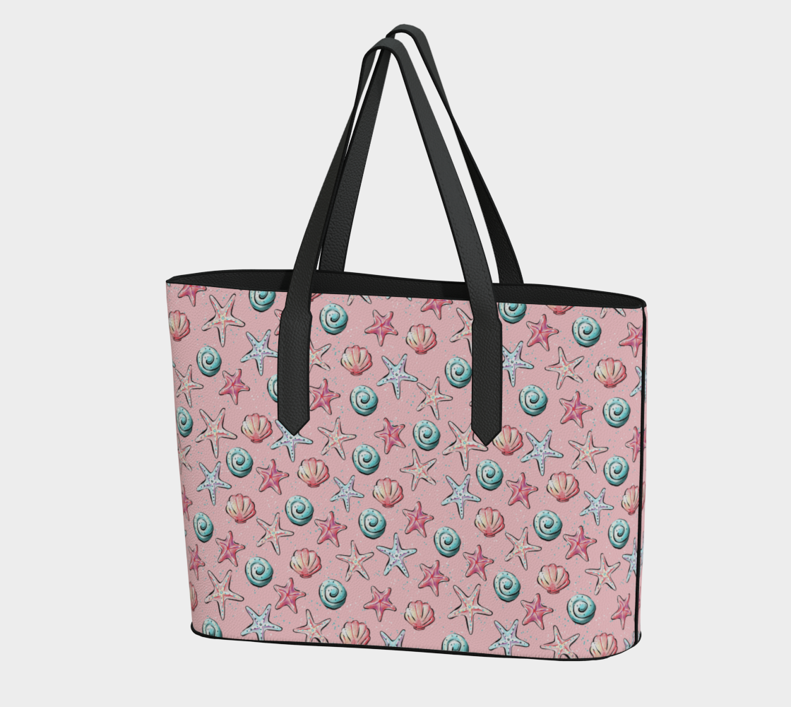Pink Shells Vegan Leather Tote
