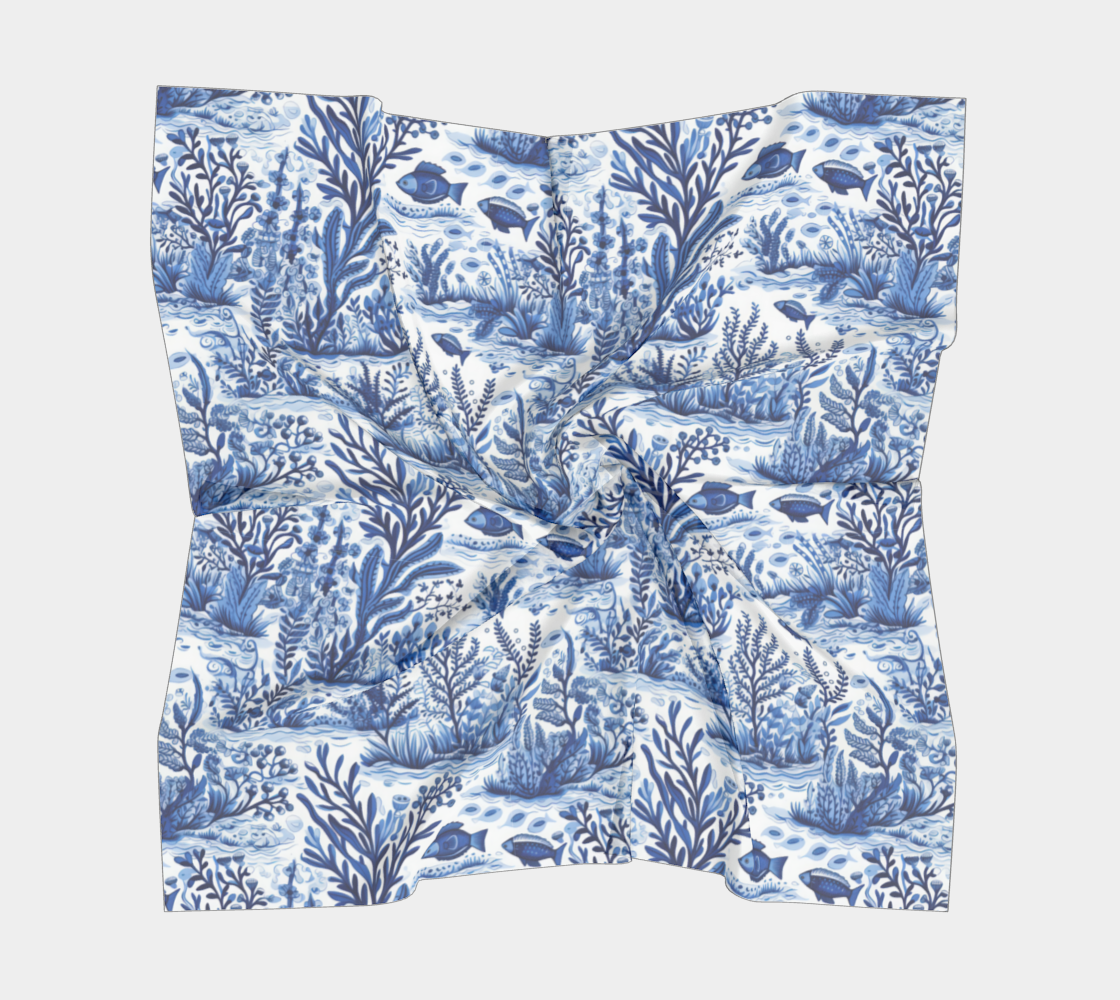 Blue Toile Square Scarf