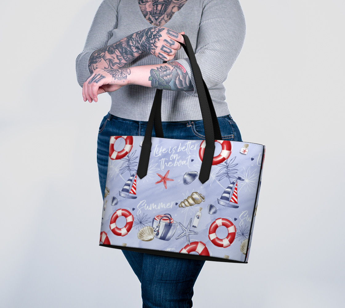 Life is better on the boat Vegan Leather Tote Bag 329