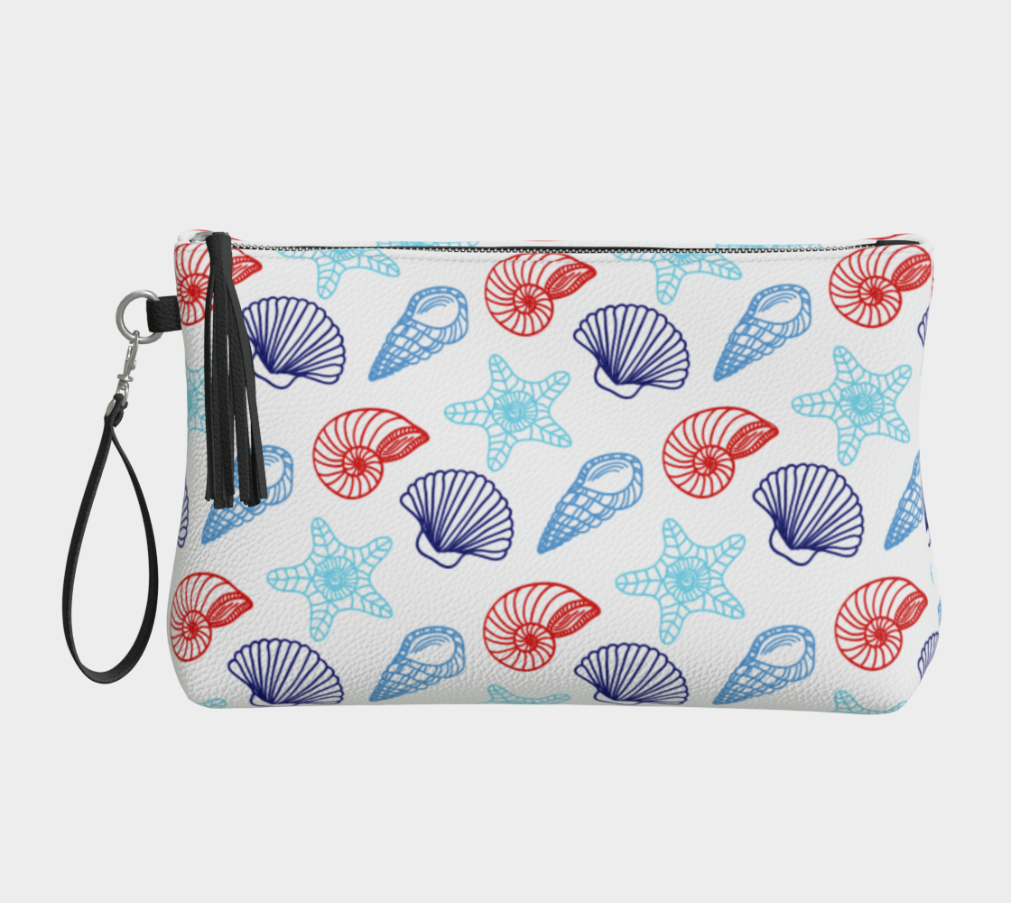 Red and Blue Shells Vegan Leather Crossbody Purse