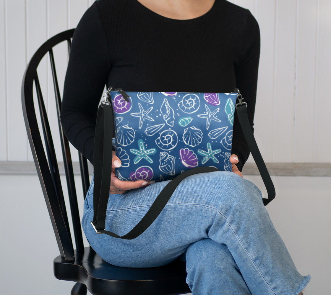Blue Shells Vegan Leather Crossbody Purse