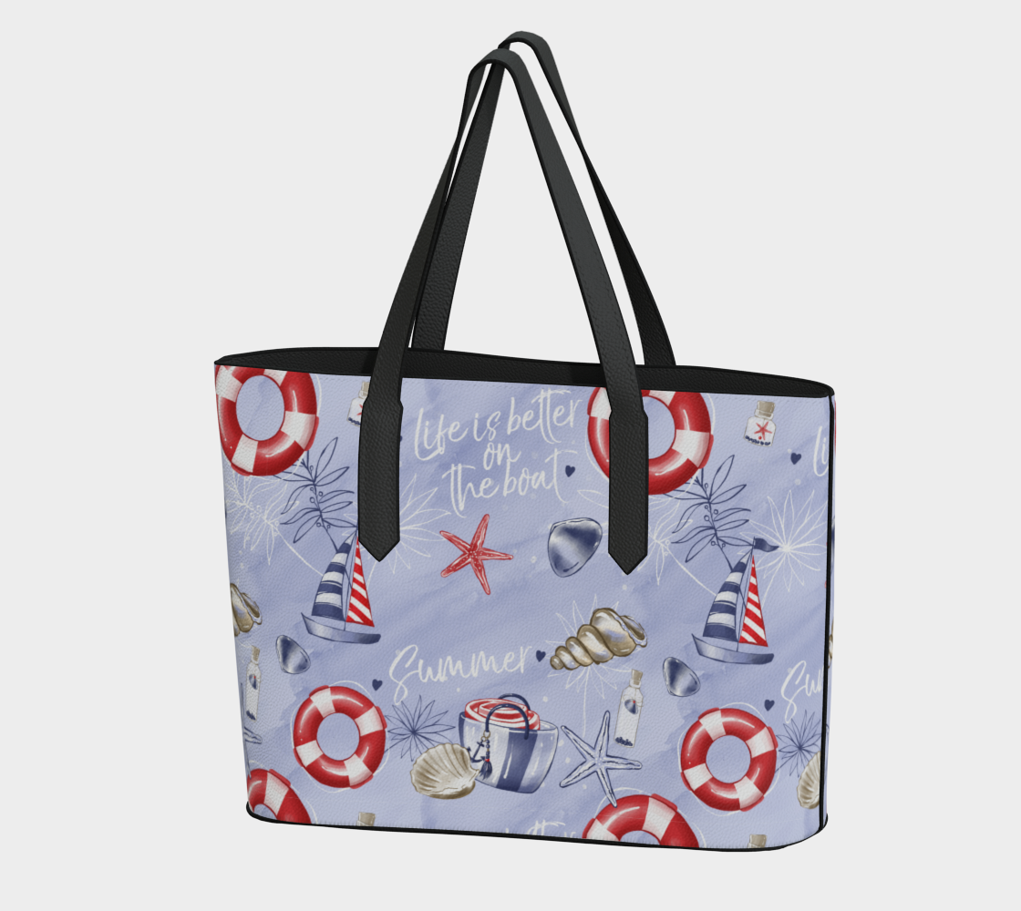 Life is better on the boat Vegan Leather Tote Bag 329