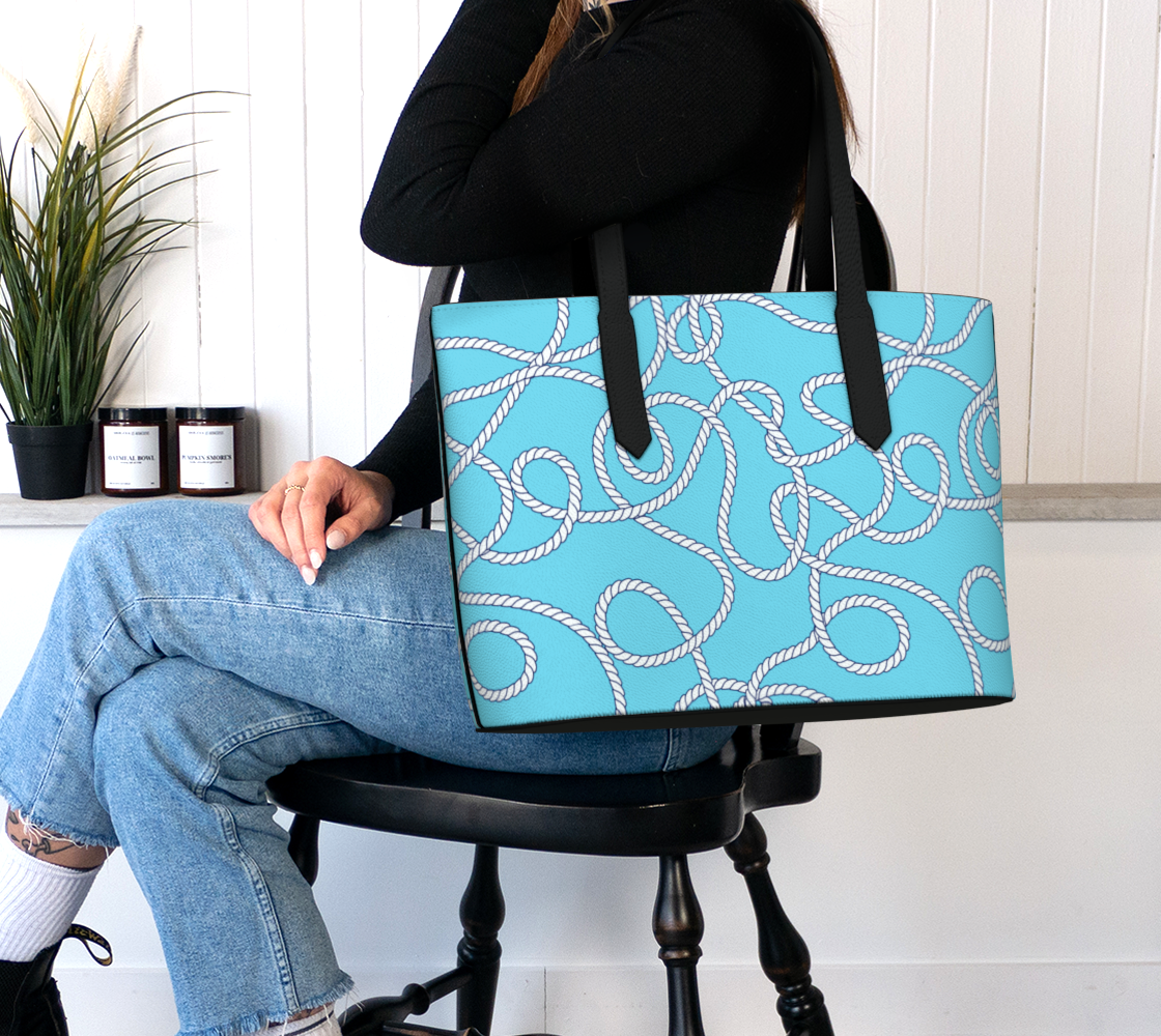 Blue with rope Vegan Leather Backpack
