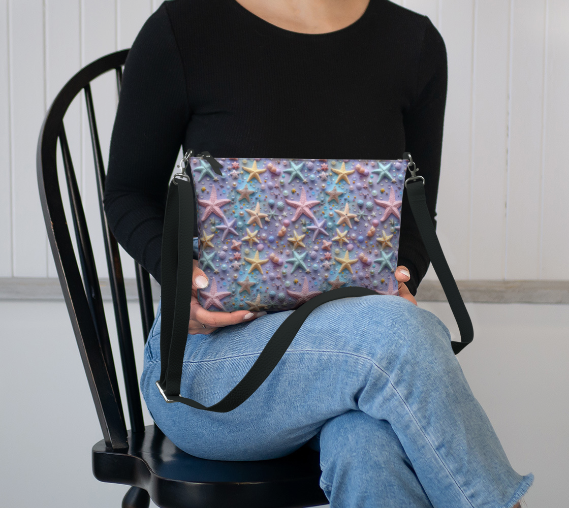 Lilac Starfish Vegan Leather Crossbody Purse