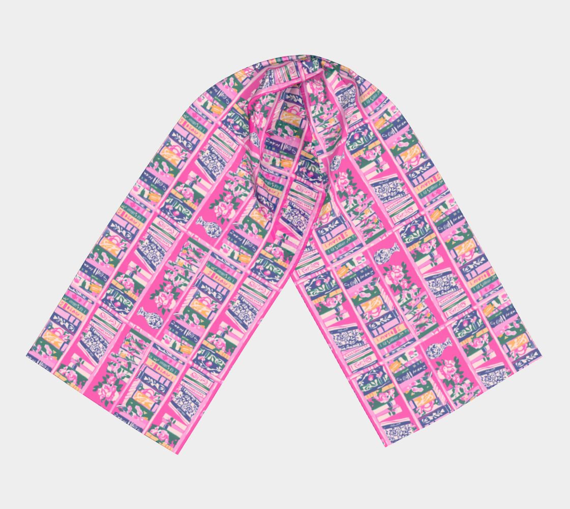 Pink Bookshelf Long Scarf