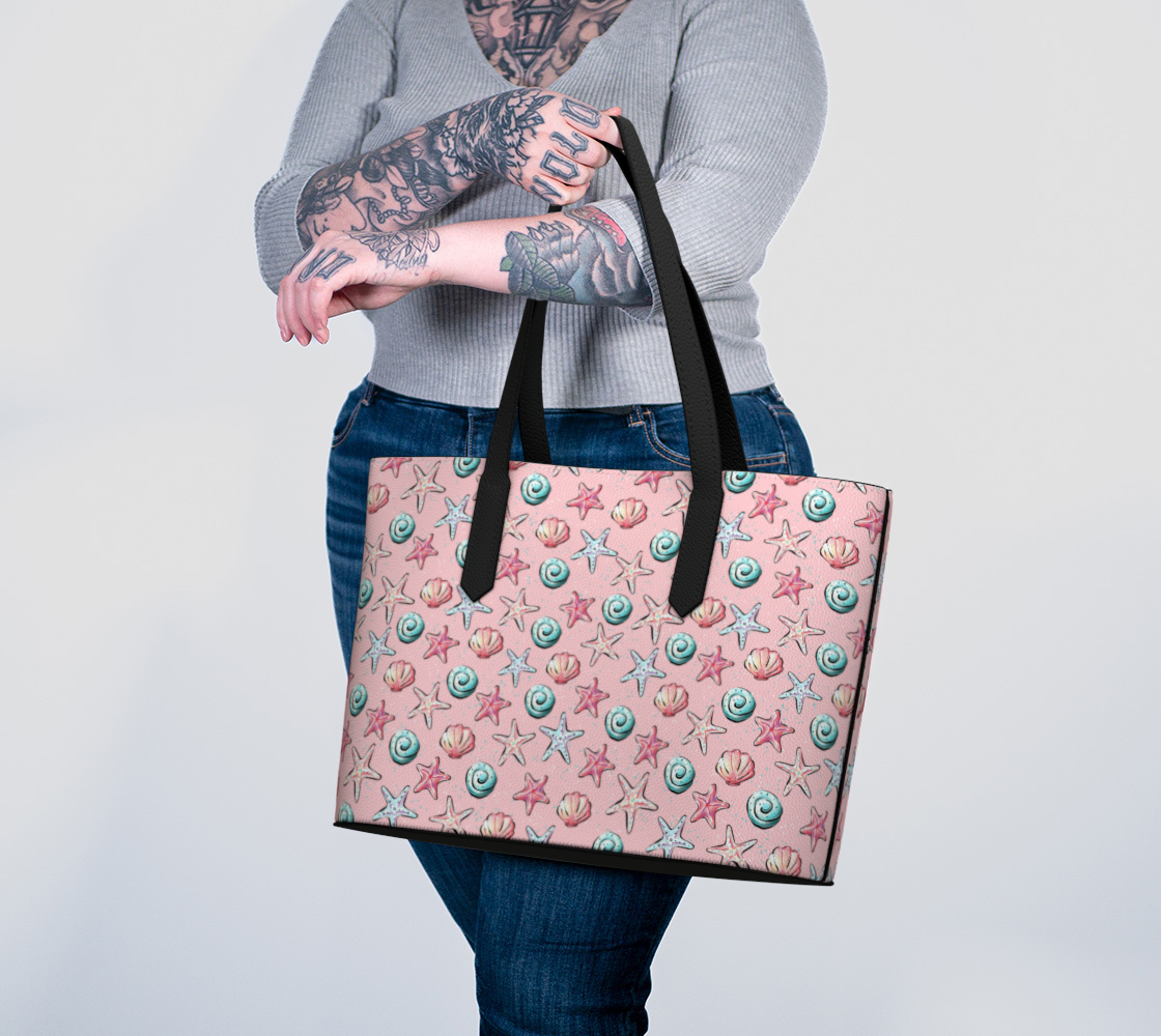Pink Shells Vegan Leather Tote