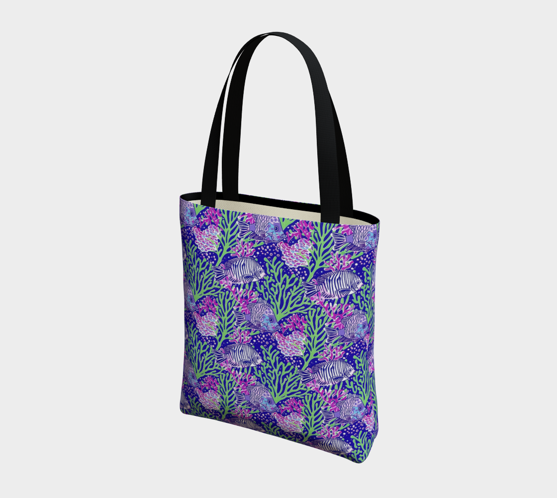 Fish in Green Coral Tote Bag