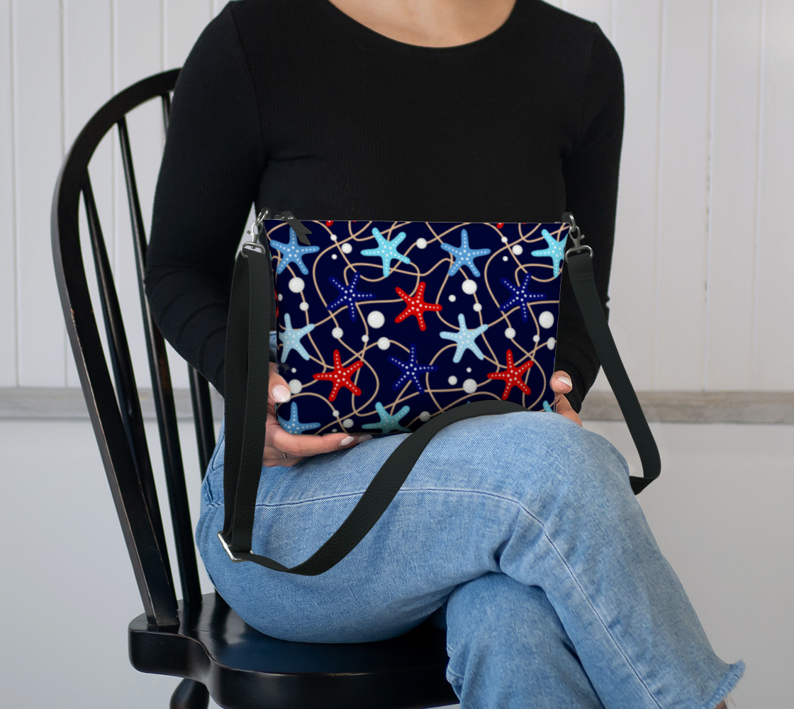 Starfish and Pearls Vegan Leather Crossbody Purse