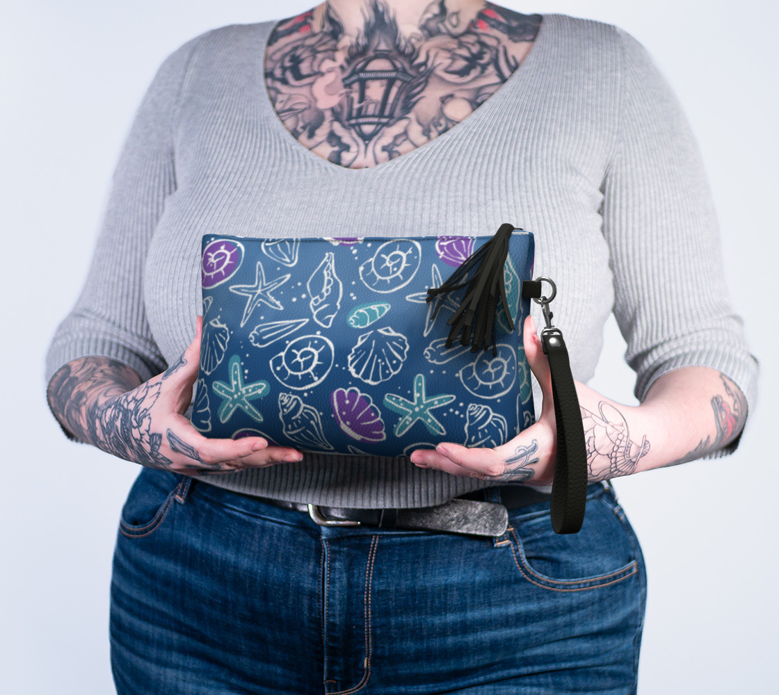 Blue Shells Vegan Leather Crossbody Purse
