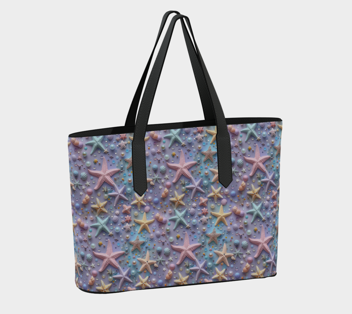 Lilac Starfish Vegan Leather Tote Bag 598
