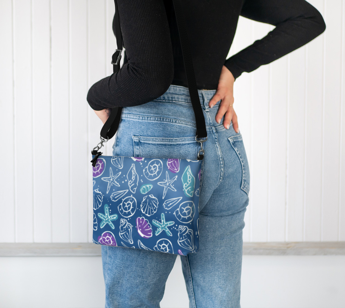 Blue Shells Vegan Leather Crossbody Purse