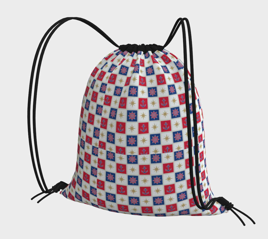 Anchor and Compass Cubes Drawstring Bag