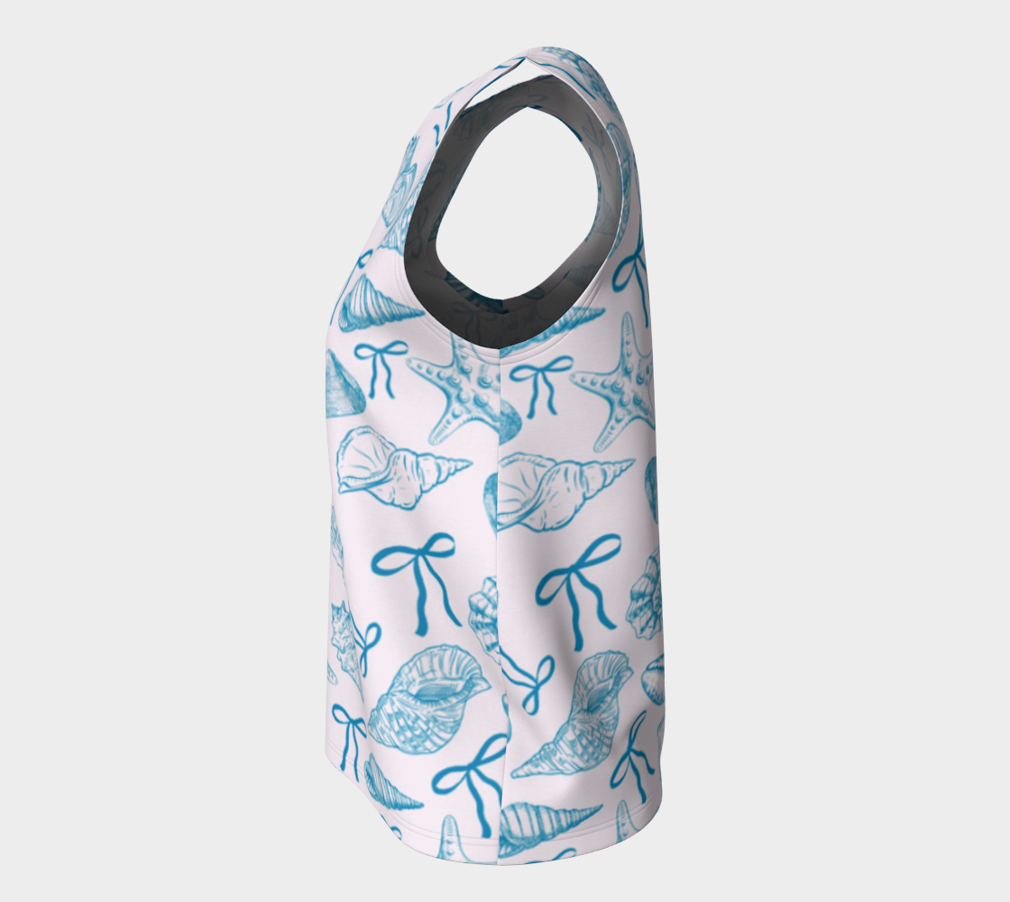 Blue Croquette with Shells Loose Tank Top