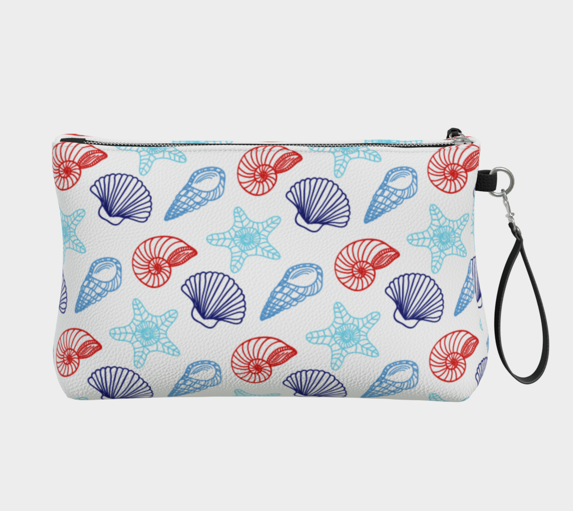 Red and Blue Shells Vegan Leather Crossbody Purse