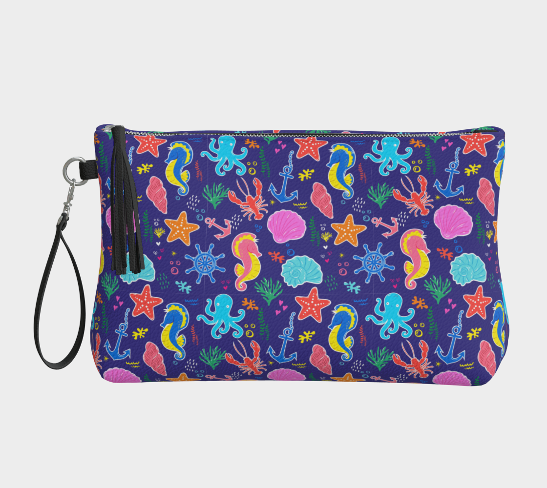 Royal Blue Under the Sea Vegan Leather Crossbody Purse 939