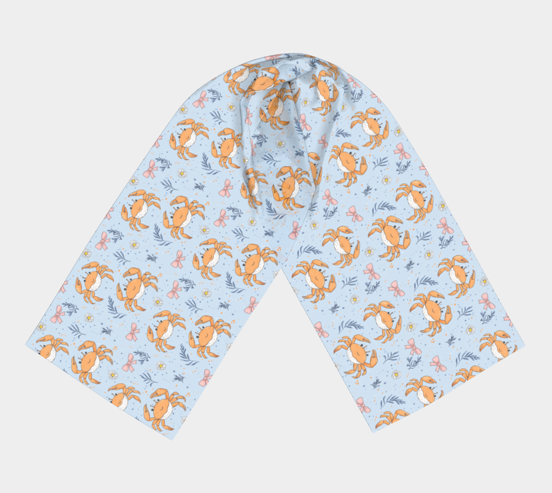 Blue with Crabs and Bows 212 Square Scarf