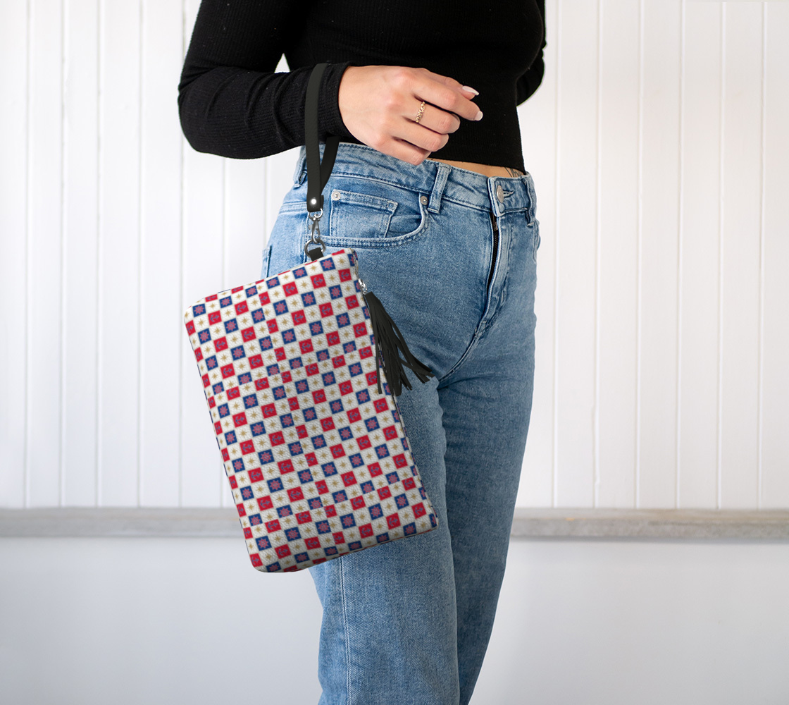 Anchor and Compass Cubes Vegan Leather Makeup Bag